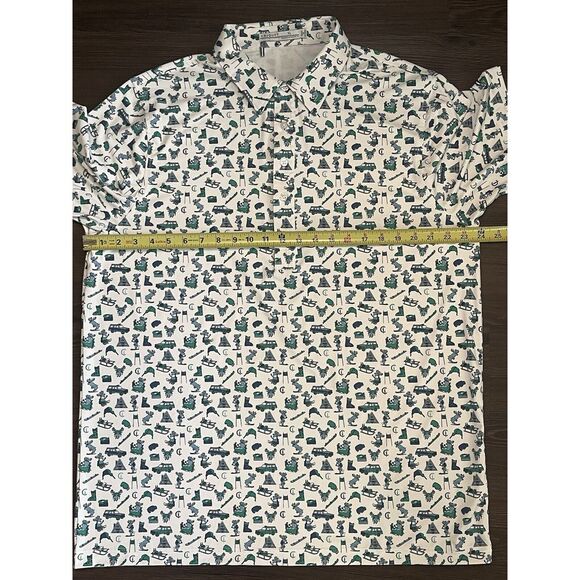 Criquet XL White Skiing Moose Print Short Sleeve Stretch Polo Shirt - Picture 6 of 7